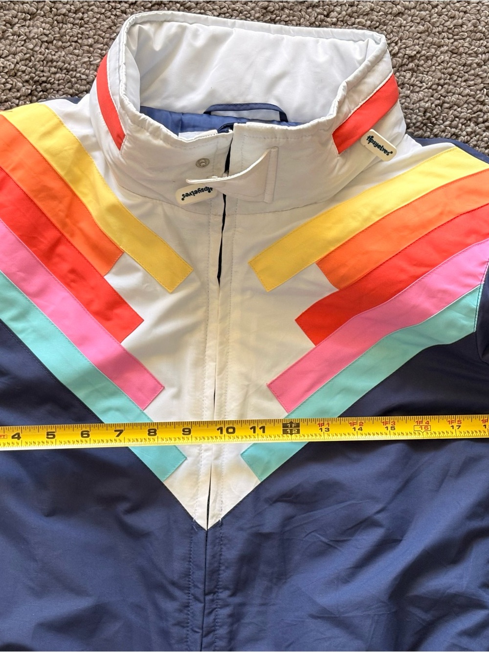 Tipsy Elves Women M Shredder Snowboard Ski suit Rainbow Retro Winter Joy - Picture 6 of 10